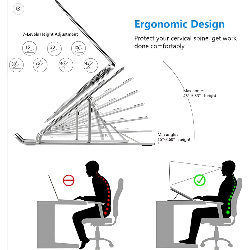 Anywhere Comfort: Aluminum Laptop & Mobile Stand Set - Pain-Free Workspace Solution