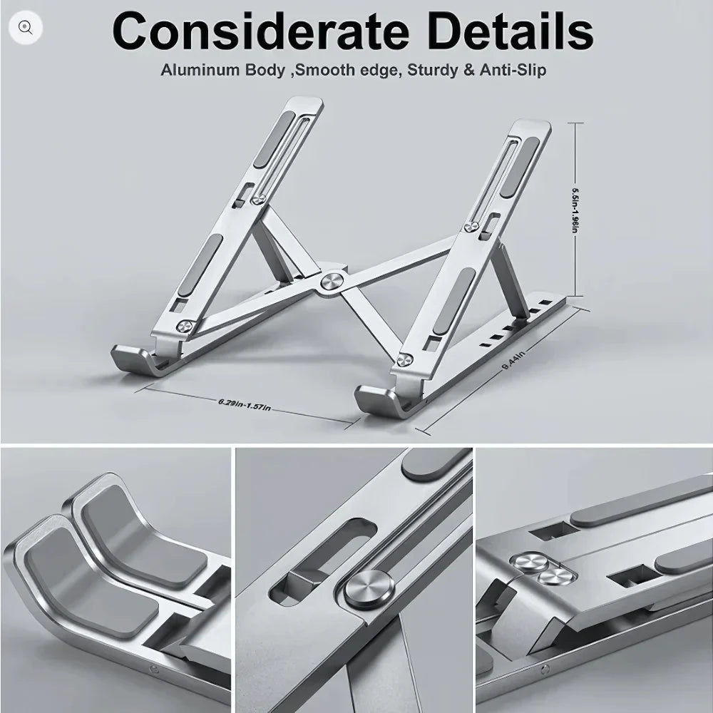Anywhere Comfort: Aluminum Laptop & Mobile Stand Set - Pain-Free Workspace Solution