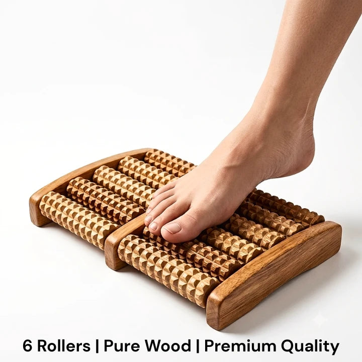 SoleRelief 6-Roller Wooden Foot Massager (Imported Quality)