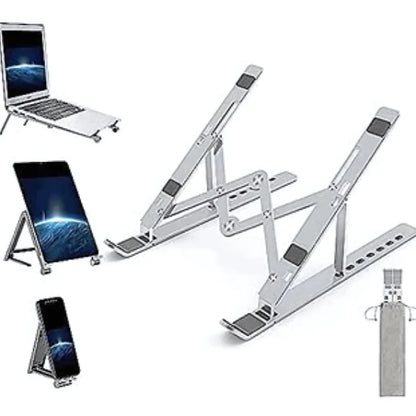 Anywhere Comfort: Aluminum Laptop & Mobile Stand Set - Pain-Free Workspace Solution