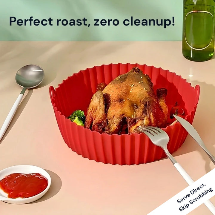 Non-Stick Silicone Reusable Air Fryer Basket Liners (Pack of 2)