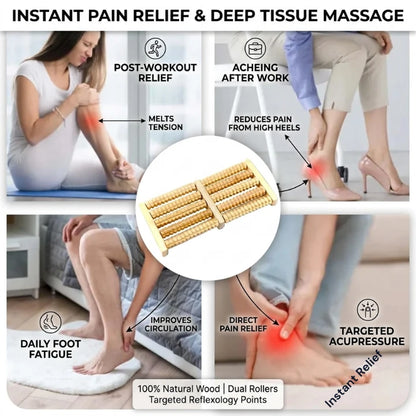 SoleRelief 6-Roller Wooden Foot Massager