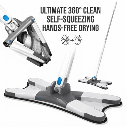 360° X-Shape Self-Squeezing Hands-Free Microfiber Mop