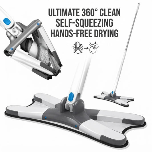 360° X-Shape Self-Squeezing Hands-Free Microfiber Mop