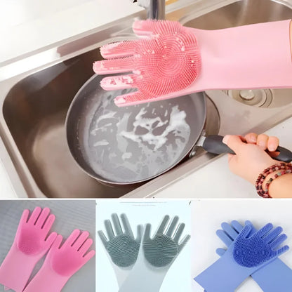 2-in-1 Silicone Scrubber Cleaning Gloves