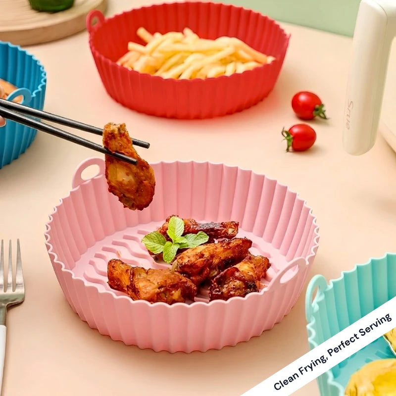 Non-Stick Silicone Reusable Air Fryer Basket Liners (Pack of 2)