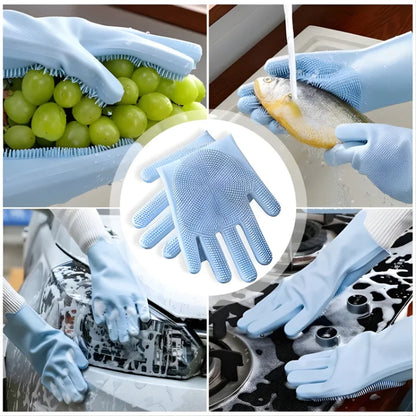 2-in-1 Silicone Scrubber Cleaning Gloves