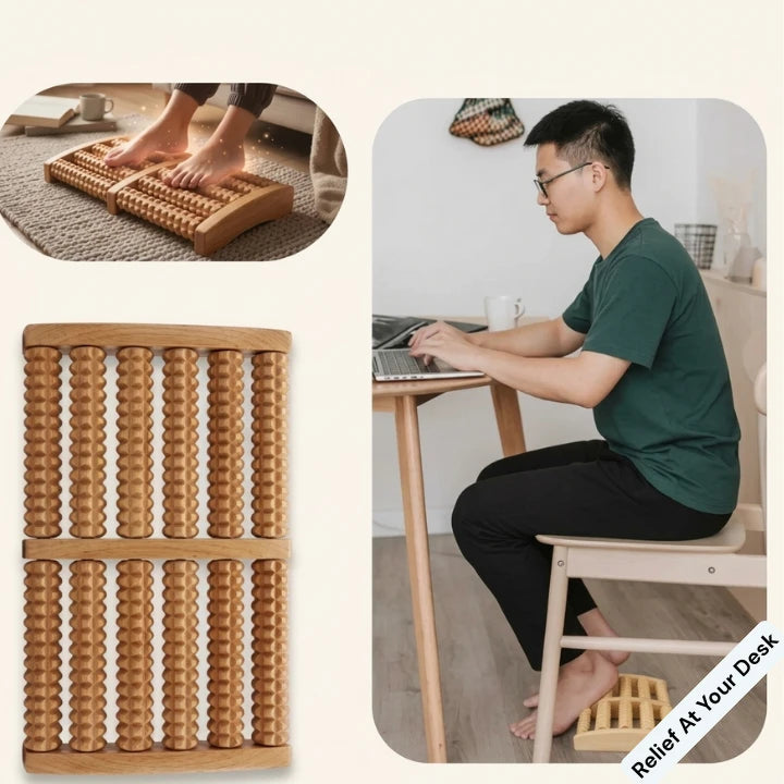 SoleRelief 6-Roller Wooden Foot Massager
