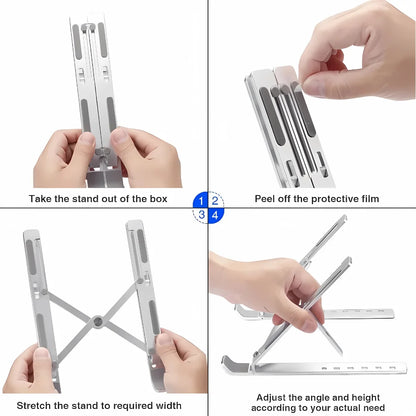 Anywhere Comfort: Aluminum Laptop & Mobile Stand Set - Pain-Free Workspace Solution