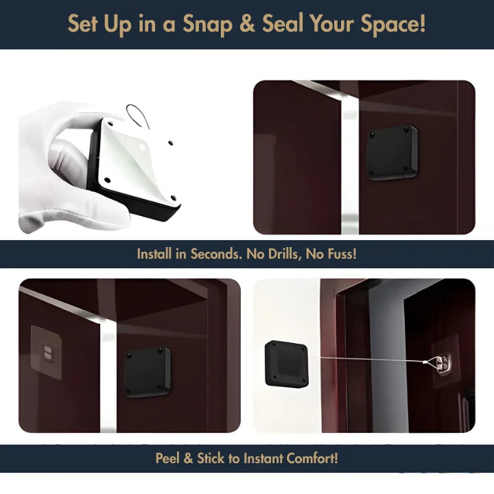 Instant Self-Closing Door Kit | No-Drill, Retractable Draft Stopper