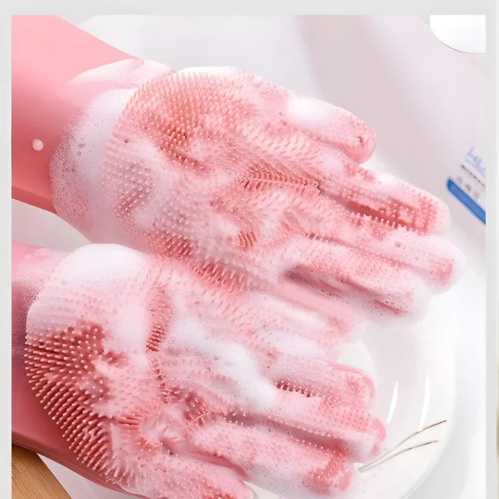 2-in-1 Silicone Scrubber Cleaning Gloves