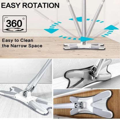360° X-Shape Self-Squeezing Hands-Free Microfiber Mop