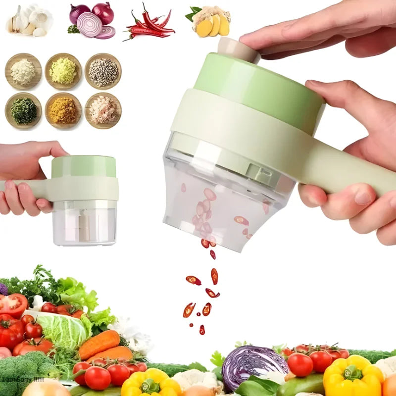 The RapidPrep 4-in-1 Cordless Electric Food Chopper & Cleaning System
