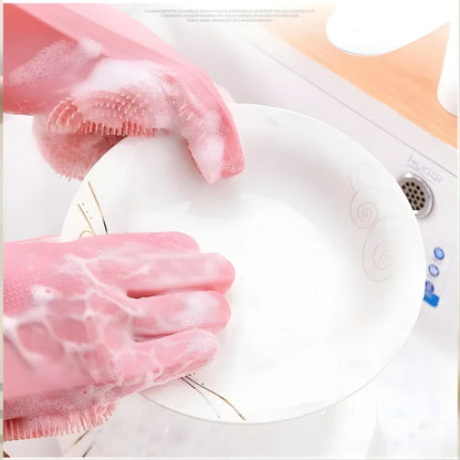 2-in-1 Silicone Scrubber Cleaning Gloves