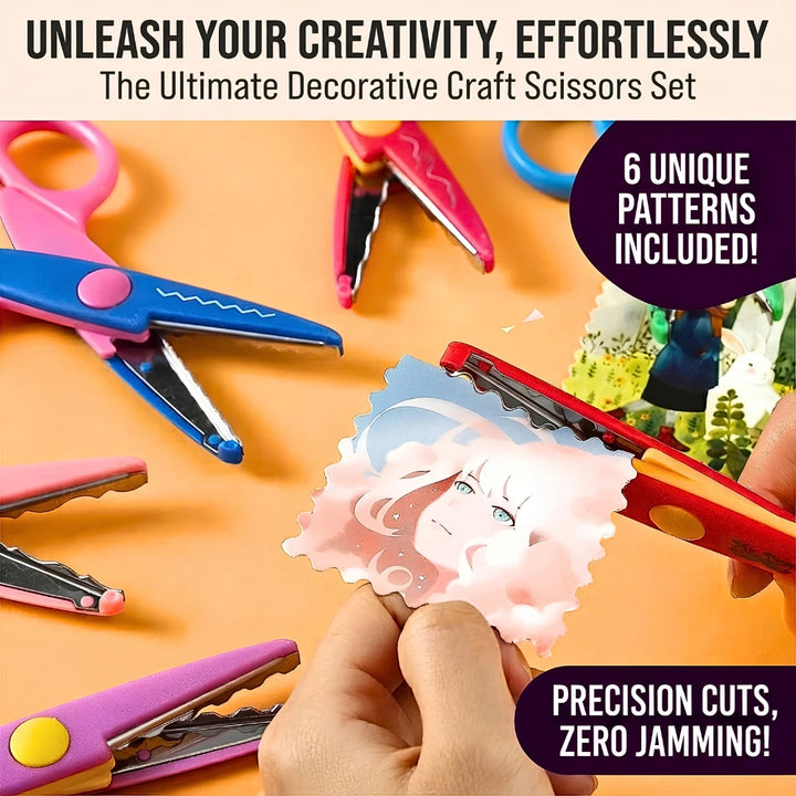 Pack of 6 Kids Safe Craft Scissors Set + 100 Bonus Craft Sheets