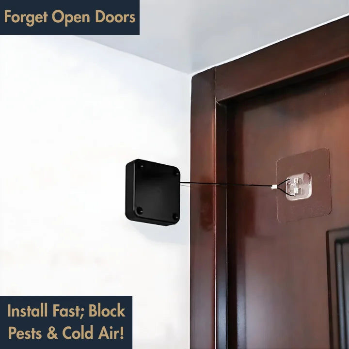 Instant Self-Closing Door Kit | No-Drill, Retractable Draft Stopper