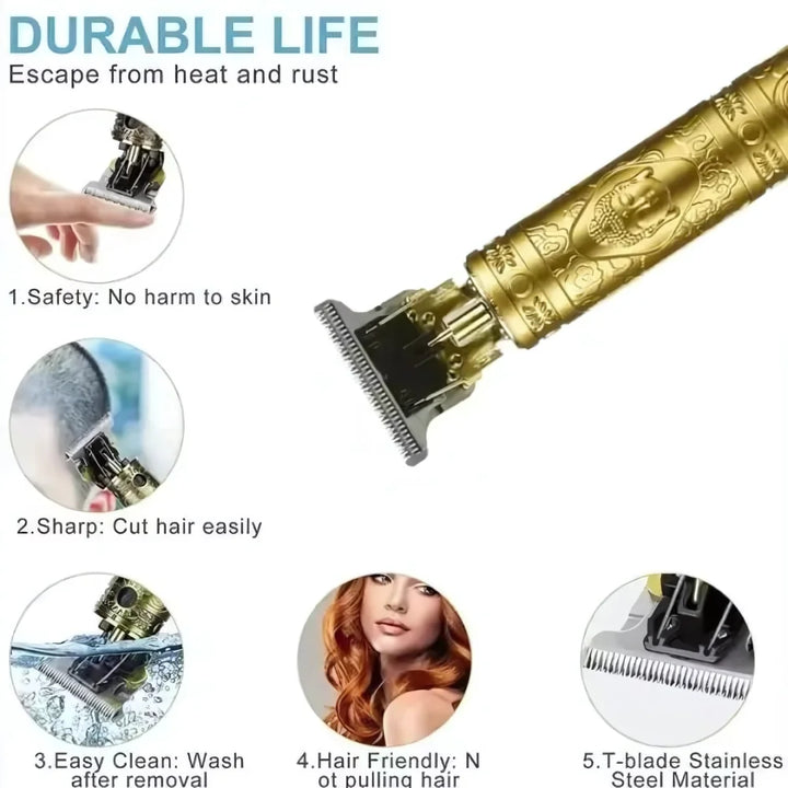 Professional T9 Trimmer – Heavy-Duty All-Metal Zero-Cut Shaver