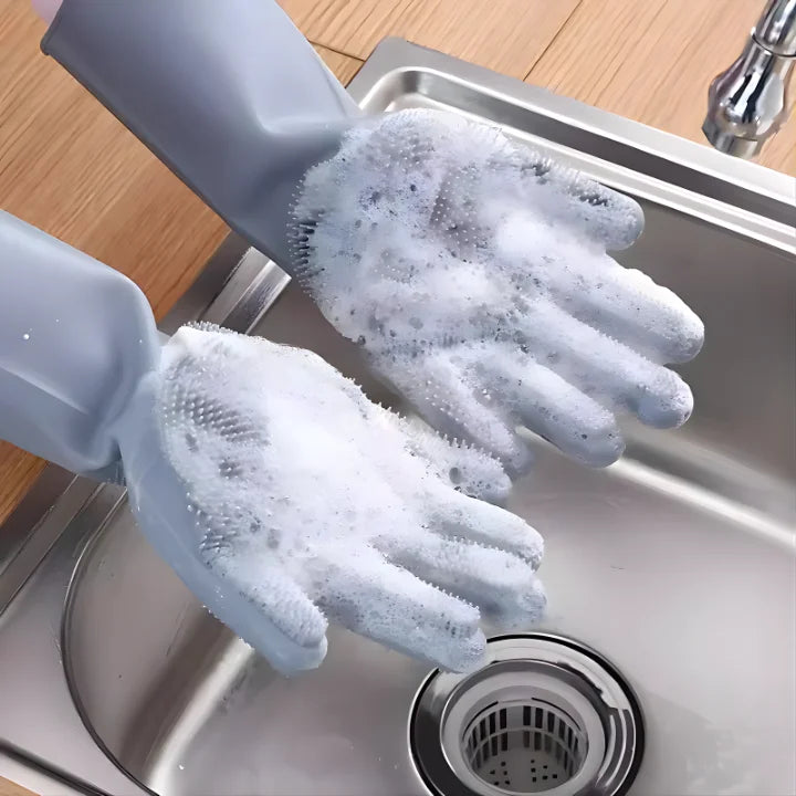 2-in-1 Silicone Scrubber Cleaning Gloves
