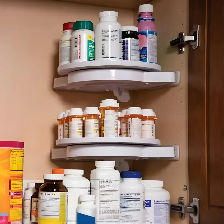 No-Drill 360° Corner Kitchen / Bath Shelf: The Instant Fridge & Cabinet Organizer