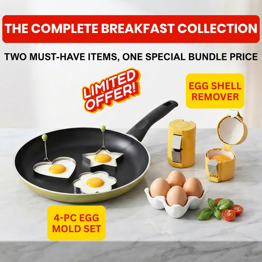 2-in-1 Breakfast Deal: 4-Piece Kids Favourite Egg Styles Set & Egg Shell Remover