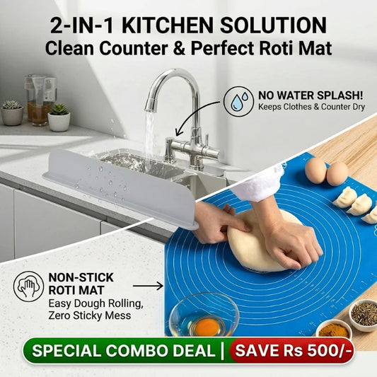 2-in-1 Kitchen Deal: Non-Stick Silicone Baking Mat + Sink Water Splash Guard