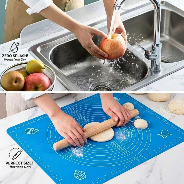 2-in-1 Kitchen Deal: Non-Stick Silicone Baking Mat + Sink Water Splash Guard