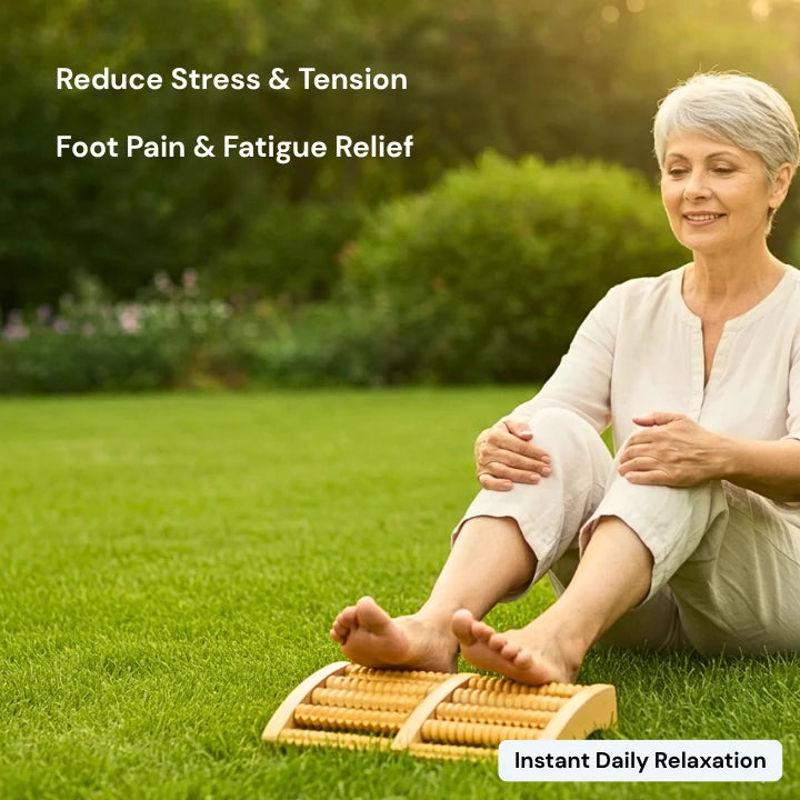 SoleRelief 6-Roller Wooden Foot Massager (Imported Quality)