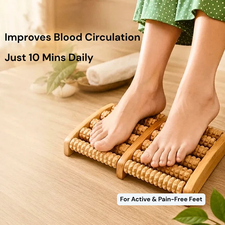 SoleRelief 6-Roller Wooden Foot Massager (Imported Quality)