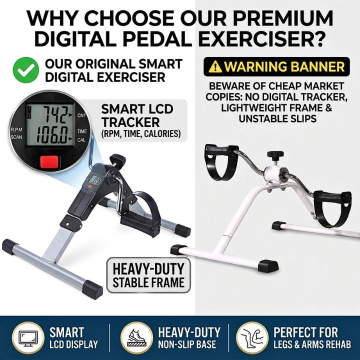 Imported Quality: Joint Therapy Pedal Exerciser with Smart Digital Tracker